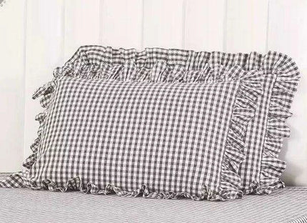 Polka Dot Cotton Luxurious 4-Piece Set with Ruffled Duvet Cover and Coordinated Bed Skirt