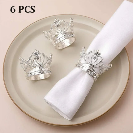 6PCS Crown Napkin Ring, Beautiful Metal Alloy Napkins Buckle, Wedding Event Birthdays Festivals Crafts Holder Party Supplies 6pcs-crown-napkin-ring-beautiful-metal-alloy-napkins-buckle-wedding-event-birthdays-festivals-crafts-holder-party-supplies