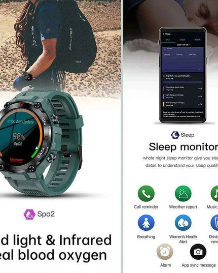 Men's Waterproof Fitness GPS Smartwatch with Advanced Health Monitoring and Long Battery Life