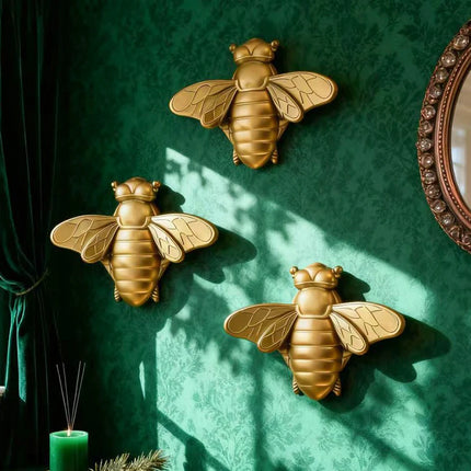 Shop1105298242 Golden Bee Insect Wall Art Set - High-End Home Decor