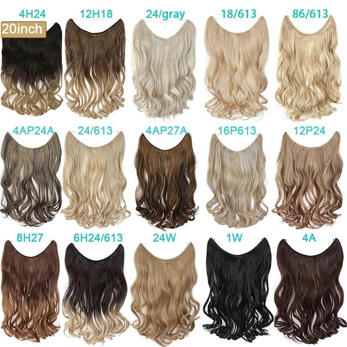 20-Inch Versatile Adjustable Invisible Wire Hair Extensions - Curly and Sleek Options