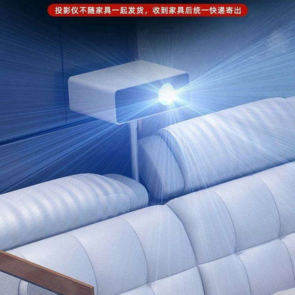 Elegant Tech-Enhanced King-Size Leather Bed with Massage and Multimedia Features