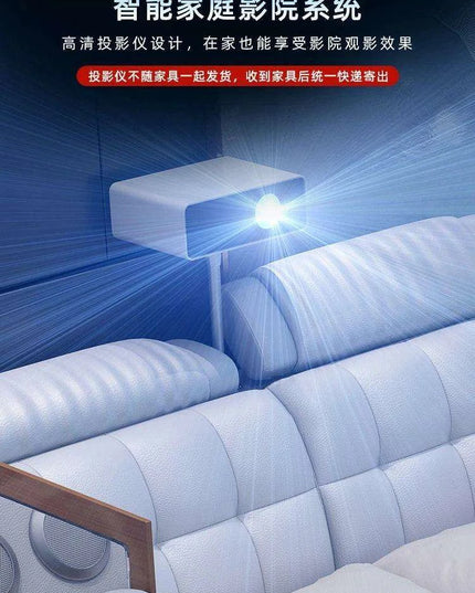 Elegant Tech-Enhanced King-Size Leather Bed with Massage and Multimedia Features