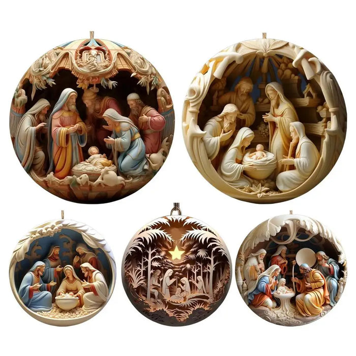 Nativity Scene Christmas Ornament Set: Elegant Acrylic Figurines for Holiday Decor