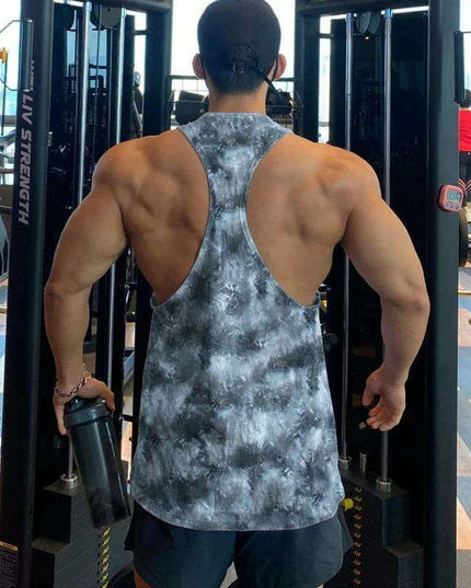 Men's Camouflage Y-Back Stringer Tank - Stylish Fitness Top for Gym and Bodybuilding