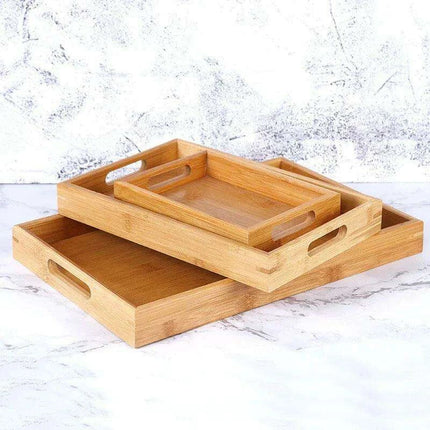 Sustainable Bamboo Rectangular Serving Tray for Tea, Fruits, and Desserts