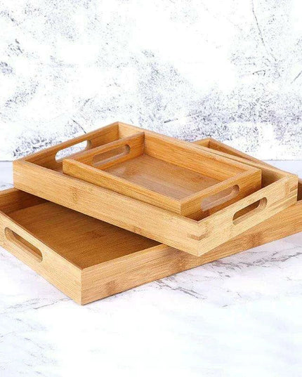 Sustainable Bamboo Rectangular Serving Tray for Tea, Fruits, and Desserts