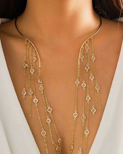 Vintage Gothic Star Crystal Necklace with Sequined Tassel Detail