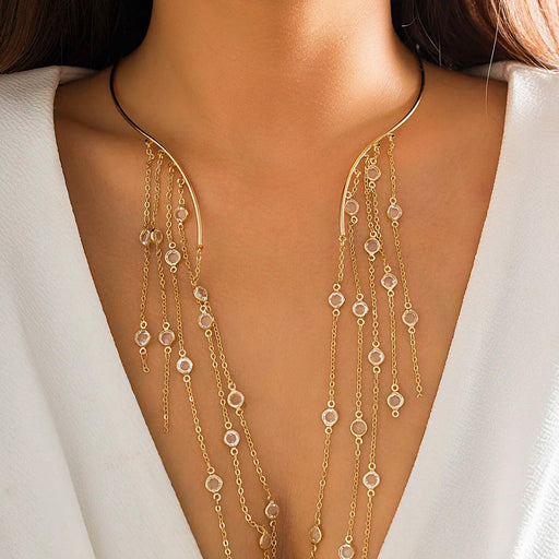 Vintage Gothic Star Crystal Necklace with Sequined Tassel Detail