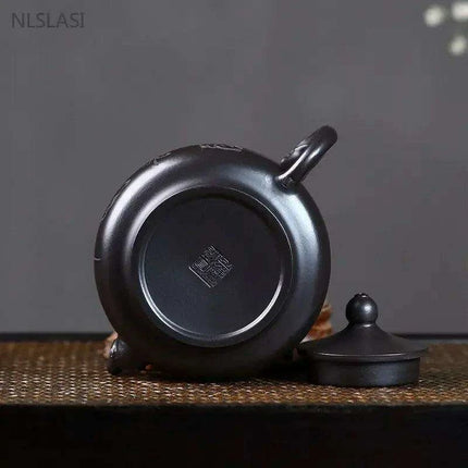 Handcrafted 200ml Authentic Zisha Black Mud Teapot - Premium Infuser for Discerning Tea Aficionados