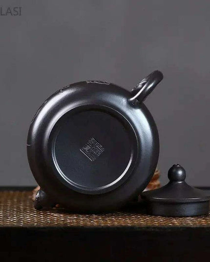 Handcrafted 200ml Authentic Zisha Black Mud Teapot - Premium Infuser for Discerning Tea Aficionados