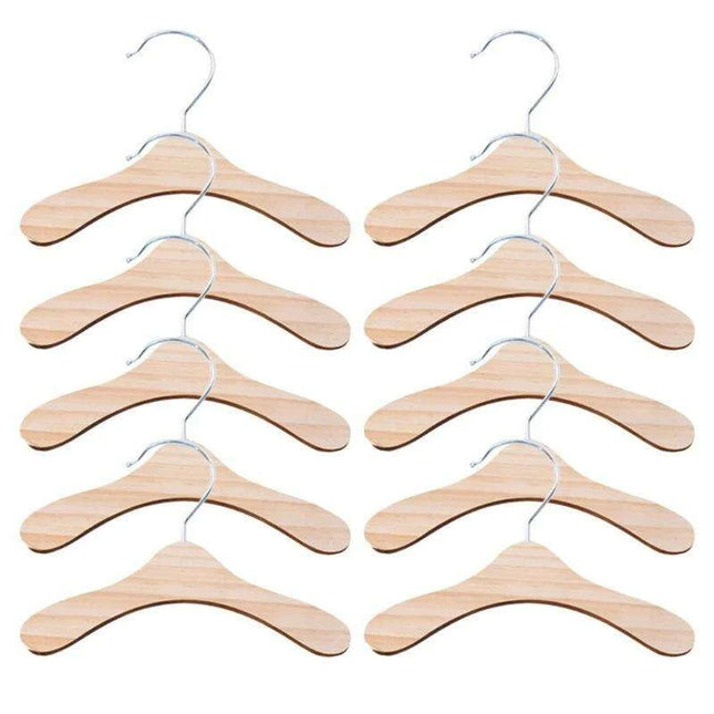 10-Piece Wooden Dog Clothing Hangers - Sturdy and Lightweight Pet Apparel Organizers