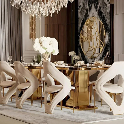Comfort Haven Luxury Marble Top Dining Table Set for 10-12 Seats