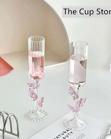 Charming 3D Butterfly Wine Goblet - Exquisite Transparent Glass for Luxurious Home Decor
