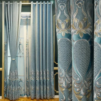 Luxury Chenille Blackout Curtains | Custom Size, Embroidered