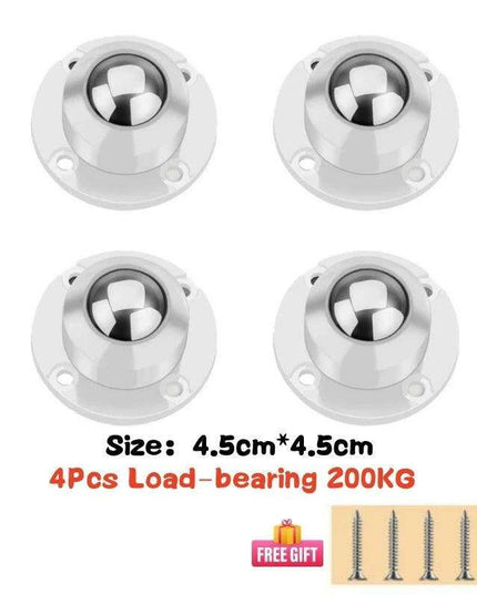 4-Pack Premium Heavy Duty Stainless Steel Furniture Casters with 360° Mobility and Easy Peel-and-Stick Installation (Load Capacity: 20/200Kg)