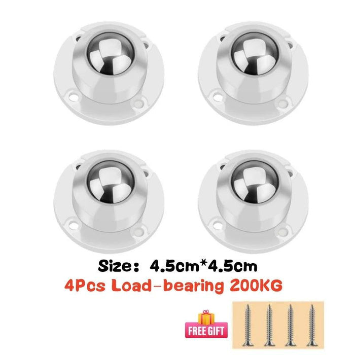 4-Pack Premium Heavy Duty Stainless Steel Furniture Casters with 360° Mobility and Easy Peel-and-Stick Installation (Load Capacity: 20/200Kg)