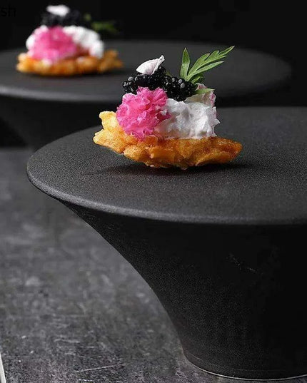 Sophisticated High Foot Ceramic Dessert Plate for Elegant Culinary Presentations - Ideal for Sushi and Unique Snacks