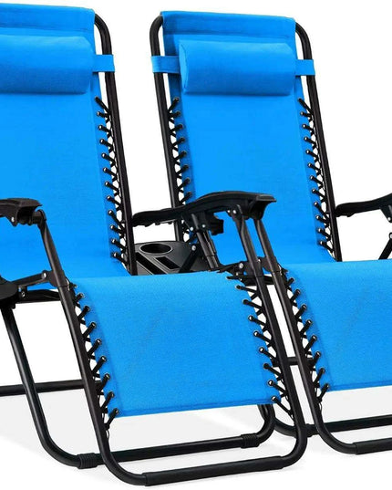 Luxury Zero Gravity Lounge Chairs Set with Accessories in Elegant Black