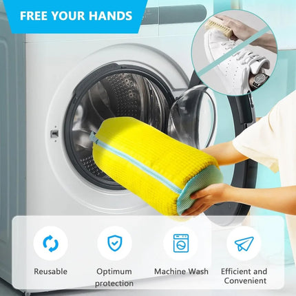 Shoe Washing Bag for Machine Wash — Chenille-Lined, Zip-Close