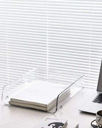 Transparent Acrylic A4 File Storage Organizer - Stackable Desktop Rack for Papers and Magazines