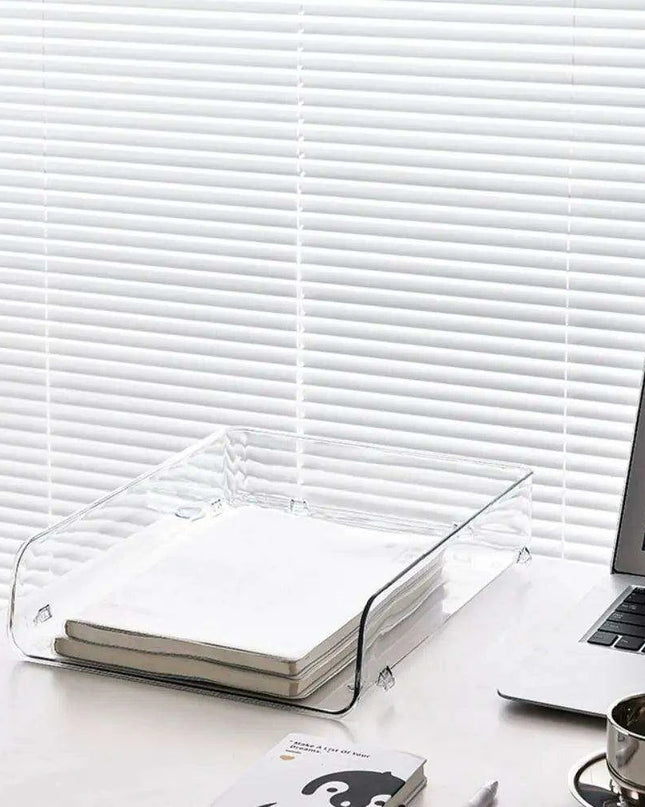 Transparent Acrylic A4 File Storage Organizer - Stackable Desktop Rack for Papers and Magazines