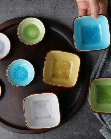 Chic Ceramic Soy Sauce Dipping Dish Set with Multi-Purpose Serving Tray