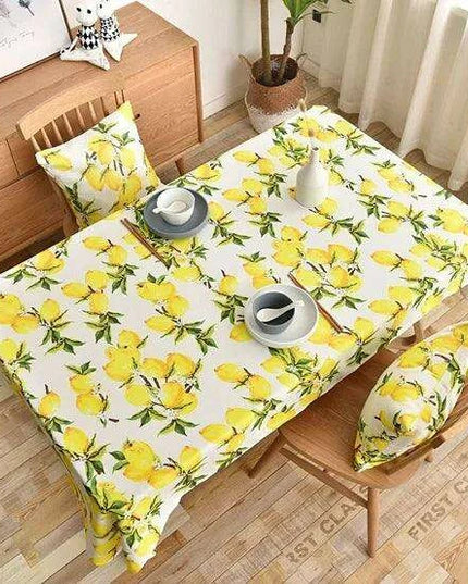 Vibrant Lemon-Themed Rectangular Tablecloth for Chic Dining and Outdoor Events - Waterproof and Stain-Resistant