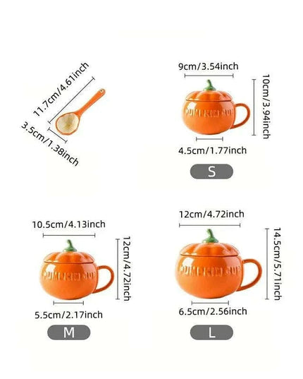 Adorable Kawaii Pumpkin Ceramic Mug Set - Perfect Halloween Drinkware for Soups and Beverages