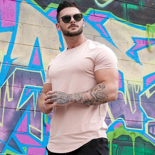 Men's High-Quality Cotton Short Sleeve Workout T-Shirt for Summer Fitness and Gym Activities