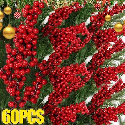 Christmas Red Berries Branch Fake Plants Flowers Artificial Holly Berry Stamen Wreath Ornaments for Xmas Tree Party Home Decor christmas-red-berries-branch-fake-plants-flowers-artificial-holly-berry-stamen-wreath-ornaments-for-xmas-tree-party-home-decor