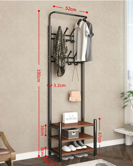 Modern Entryway Organizer with Hooks - Stylish Storage Solution for Shoes and Coats