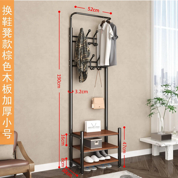 Modern Entryway Organizer with Hooks - Stylish Storage Solution for Shoes and Coats