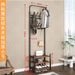 Modern Entryway Organizer with Hooks - Stylish Storage Solution for Shoes and Coats