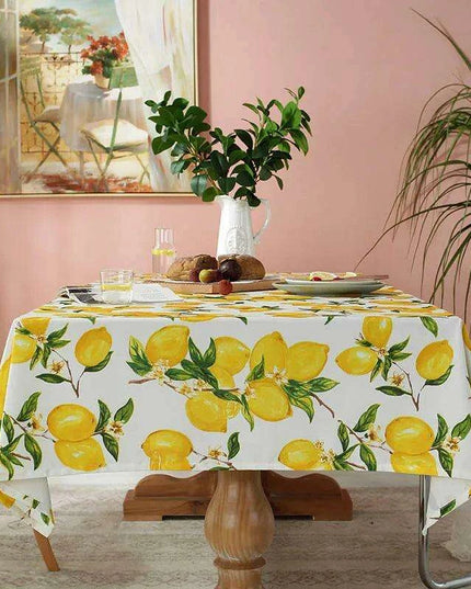 Vibrant Lemon Print Waterproof Rectangular Tablecloth for Festive Gatherings