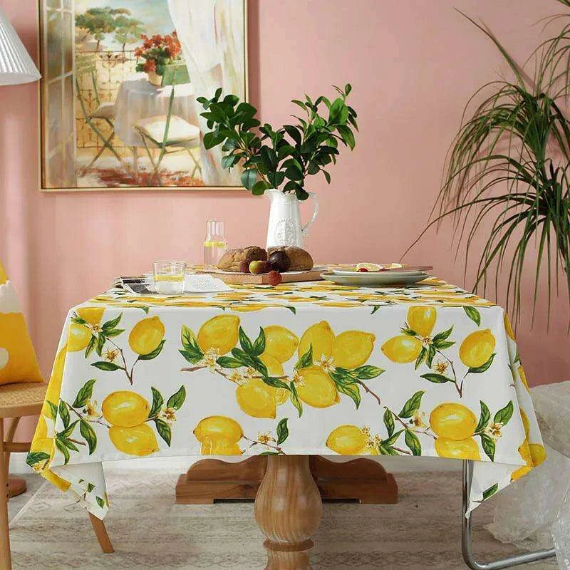 Lemon Sunshine Waterproof Rectangular Tablecloth for Joyous Occasions