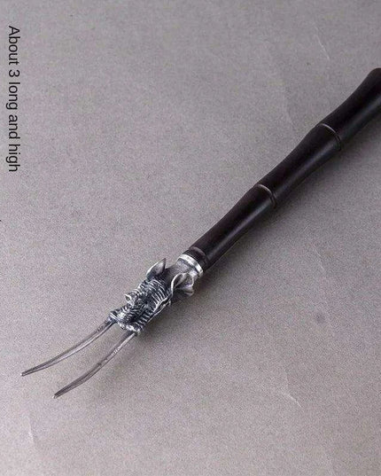 Elegant Japanese Copper Teapot Set with Silver Fork and Iron Stand