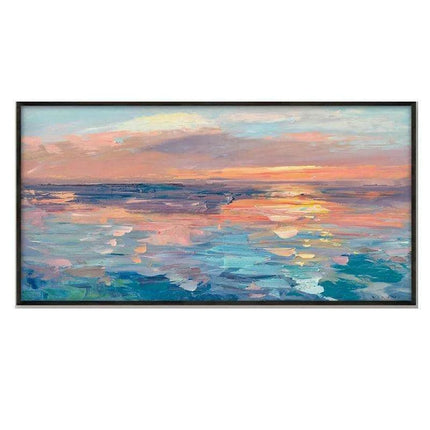 Tranquil Horizon Large Handmade Abstract Oil Painting for Peaceful Home Decor