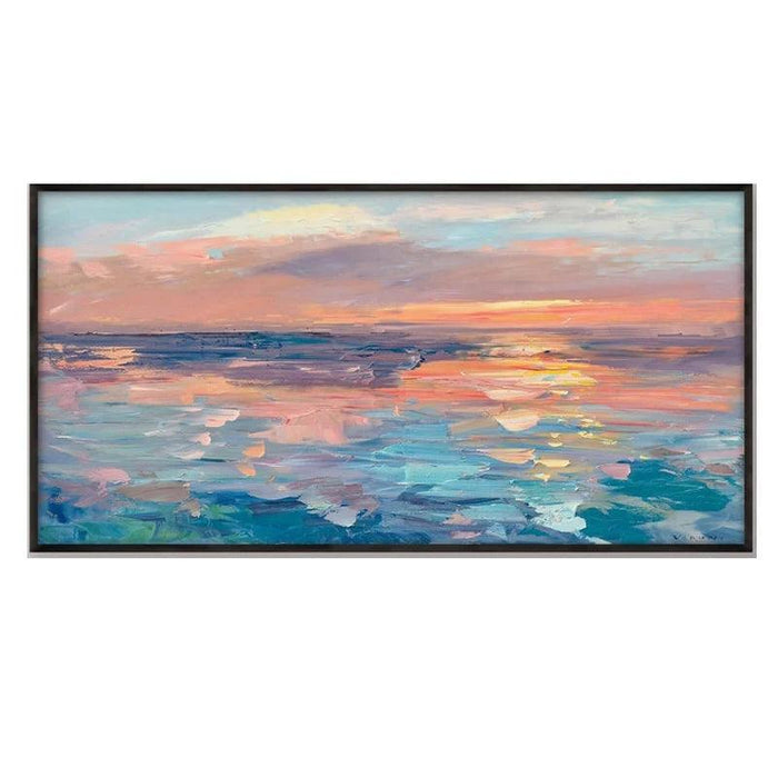 Tranquil Horizon Large Handmade Abstract Oil Painting for Peaceful Home Decor