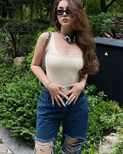 Chic Off-Shoulder White Ribbed Sports Bodysuit for Women - Trendy Streetwear Tank Catsuit