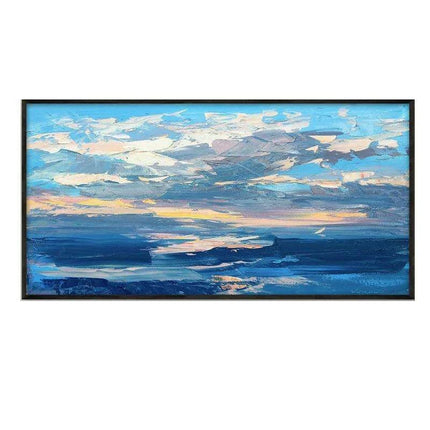 Tranquil Horizon Large Handmade Abstract Oil Painting for Peaceful Home Decor