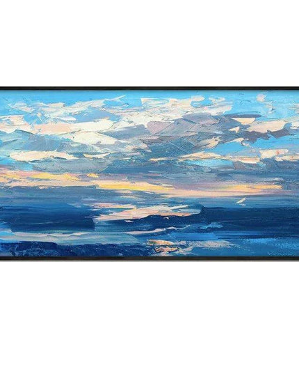 Tranquil Horizon Large Handmade Abstract Oil Painting for Peaceful Home Decor