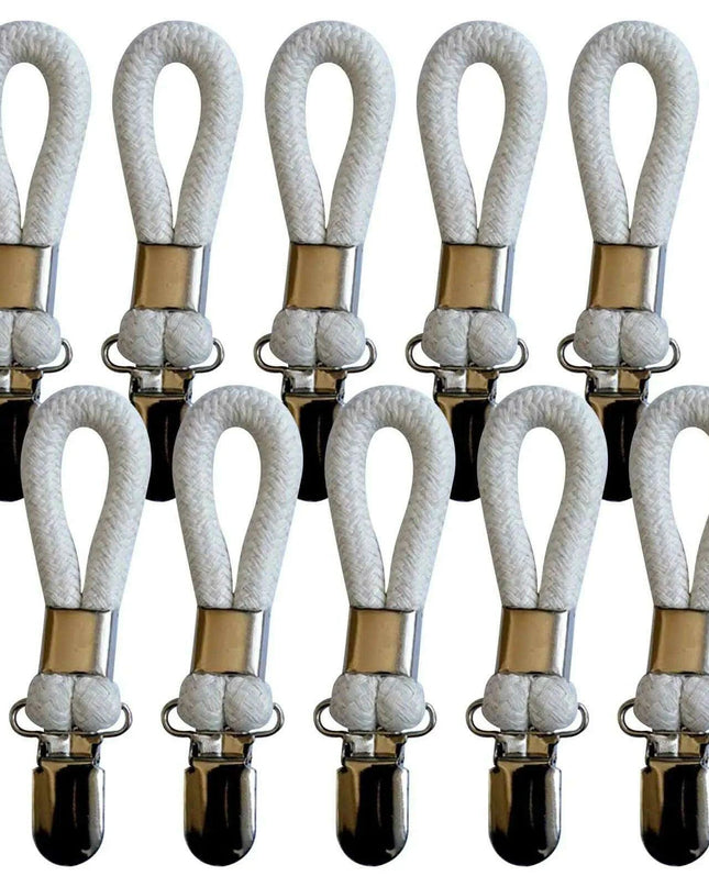 Cotton Braided Towel Holder Set with Sturdy Metal Clips - Elegant Space-Saving Solution for Home and Kitchen