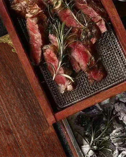 Western Rustic BBQ Smoker's Wooden Dinnerware Set