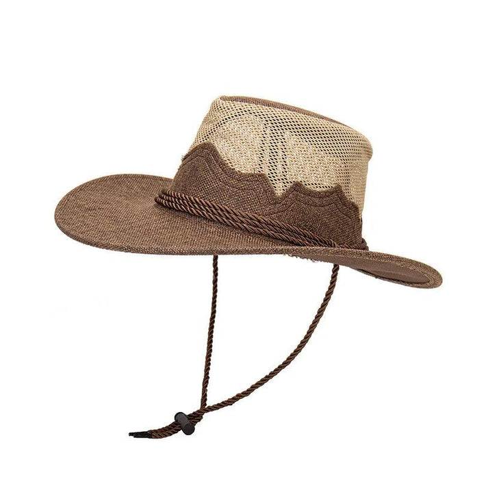 Men's Versatile Adjustable Straw Cowboy Hat for Beach and Outdoor Fun
