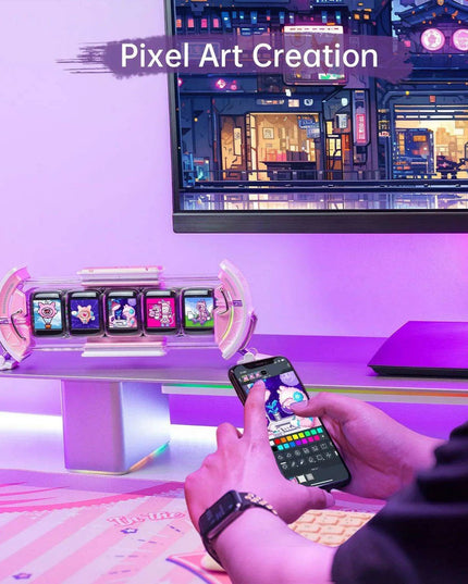 Pixel Paradise Divoom Times Gate Digital Clock for Gamers | Creative Display & Social Media Hub (Pink)