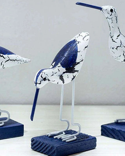 Set of Three Exquisite Wooden Seagulls for Nautical Home Decoration