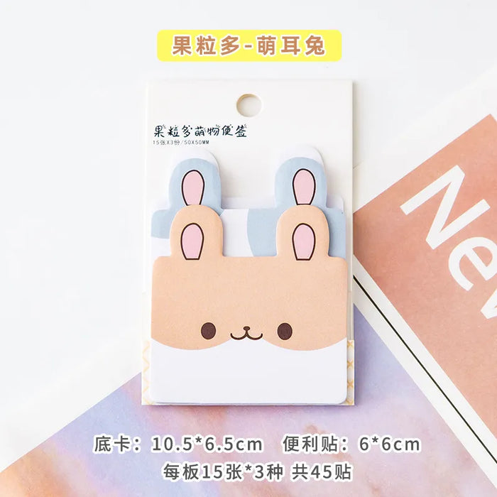Kawaii 3-Layer Sticky Notes Set - Cute Memo Pad with 45 Sheets