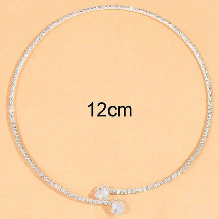 Sparkling Heart-Shaped Open Collar Choker Necklace for Women - Chic and Stylish Jewelry Accessory