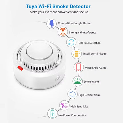 Tuya Smart WiFi Smoke Detector with 85dB Alarm & App Control